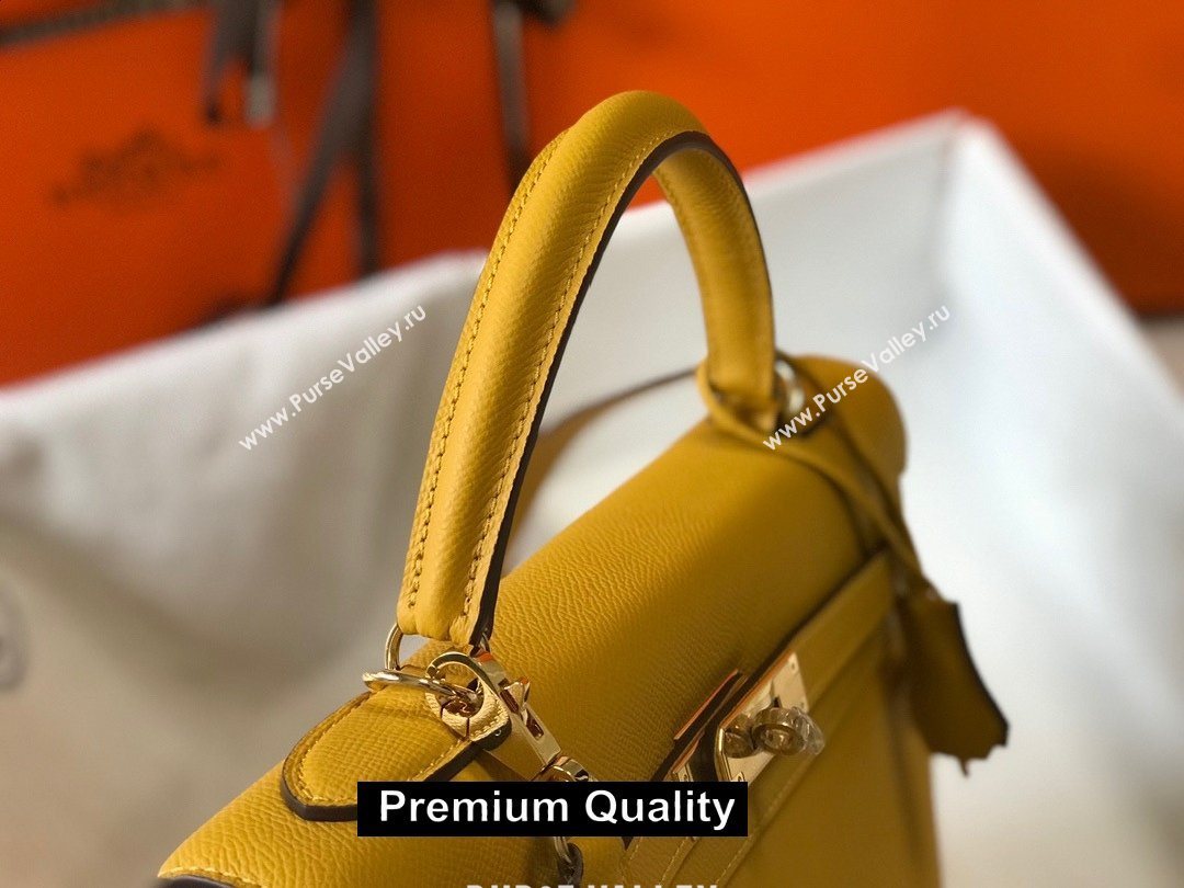 Hermes Kelly 25/28/32cm Bag in epsom Leather with golden hardware yellow (fuli-5679)