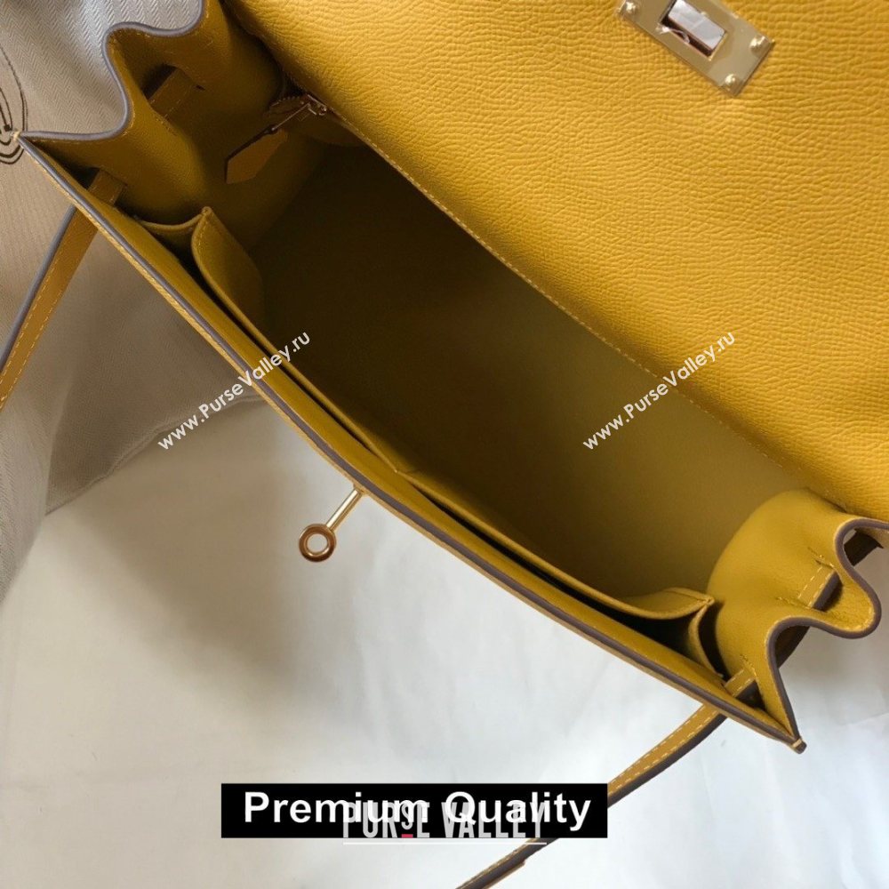 Hermes Kelly 25/28/32cm Bag in epsom Leather with golden hardware yellow (fuli-5679)