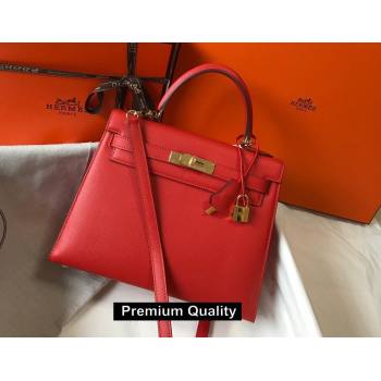 Hermes Kelly 25/28/32cm Bag in epsom Leather with golden hardware rouge (fuli-5179)