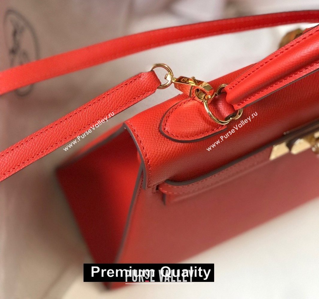 Hermes Kelly 25/28/32cm Bag in epsom Leather with golden hardware rouge (fuli-5179)