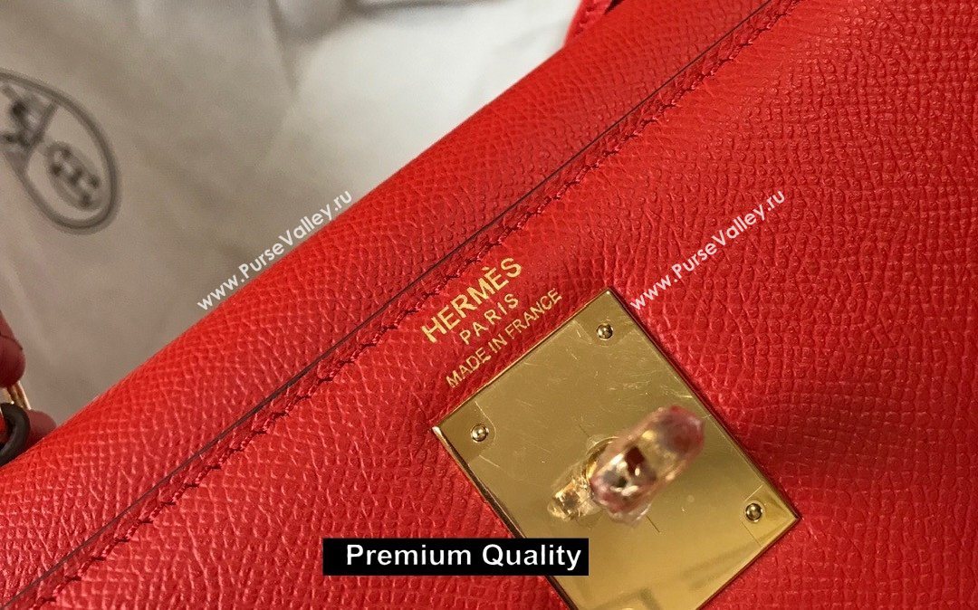 Hermes Kelly 25/28/32cm Bag in epsom Leather with golden hardware rouge (fuli-5179)