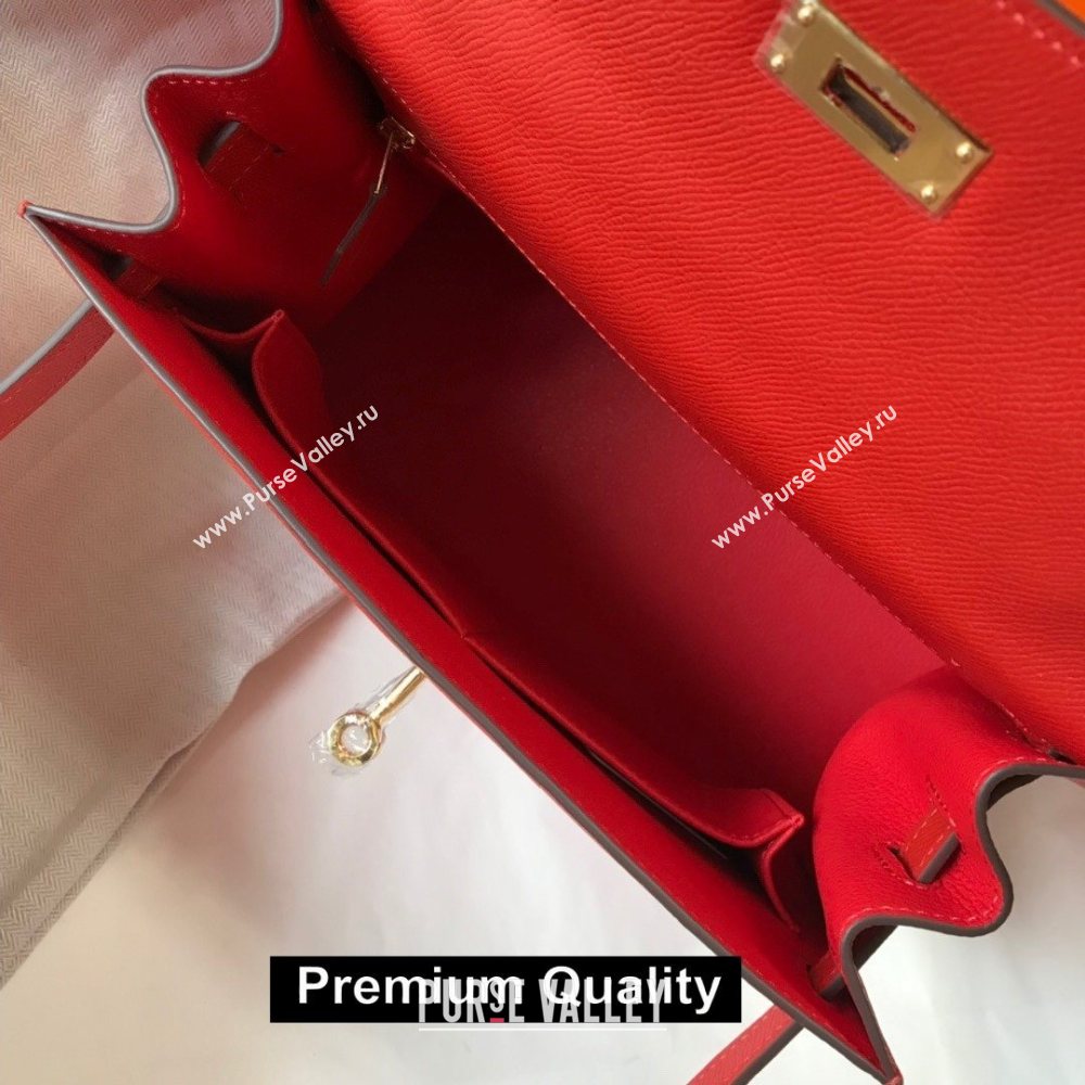 Hermes Kelly 25/28/32cm Bag in epsom Leather with golden hardware rouge (fuli-5179)