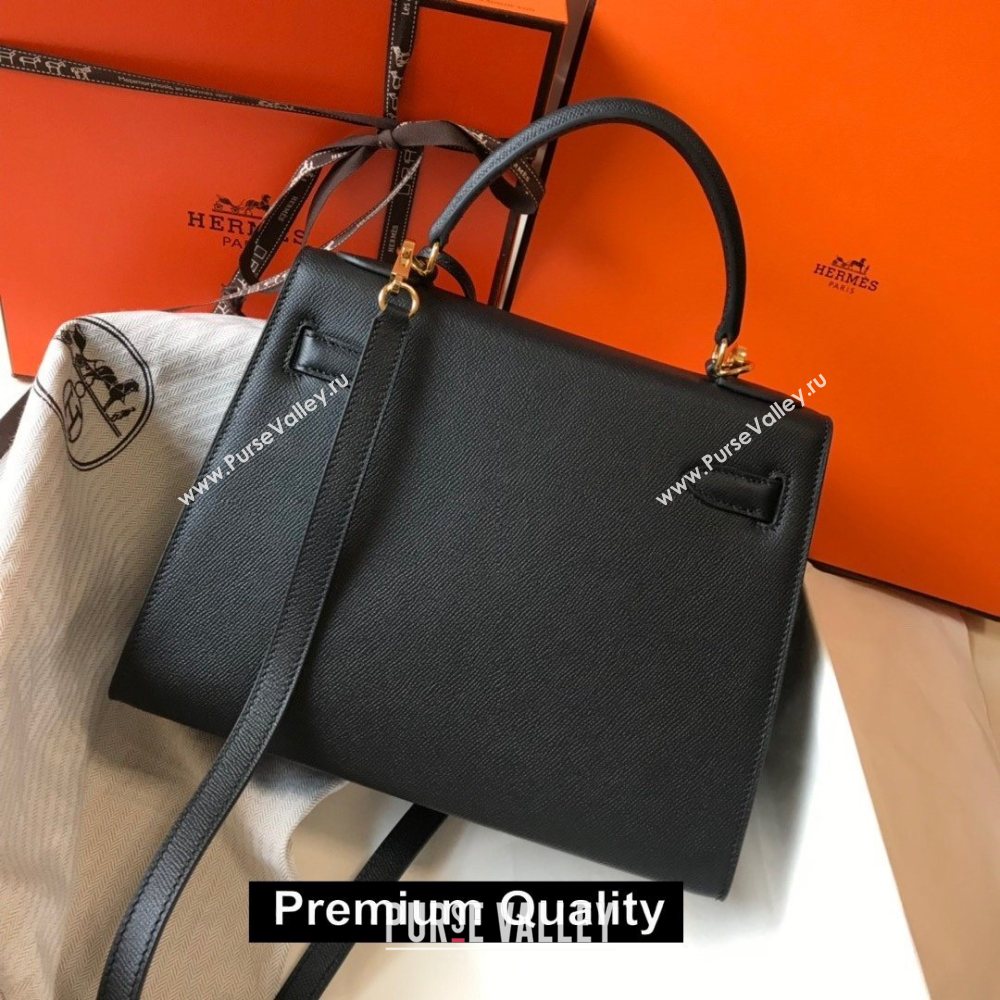 Hermes Kelly 25/28/32cm Bag in epsom Leather with golden hardware black (fuli-1203)