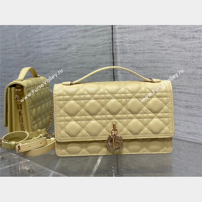 Miss Dior Top Handle Bag in Pastel Yellow Cannage Lambskin 2023 (xxg-231024-02)