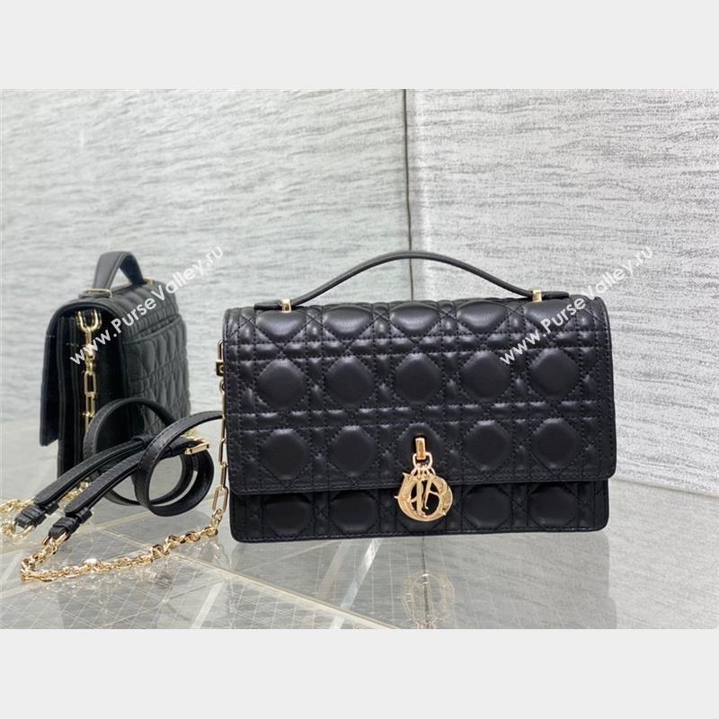 Miss Dior Top Handle Bag in black Cannage Lambskin 2023 (xxg-231024-04)
