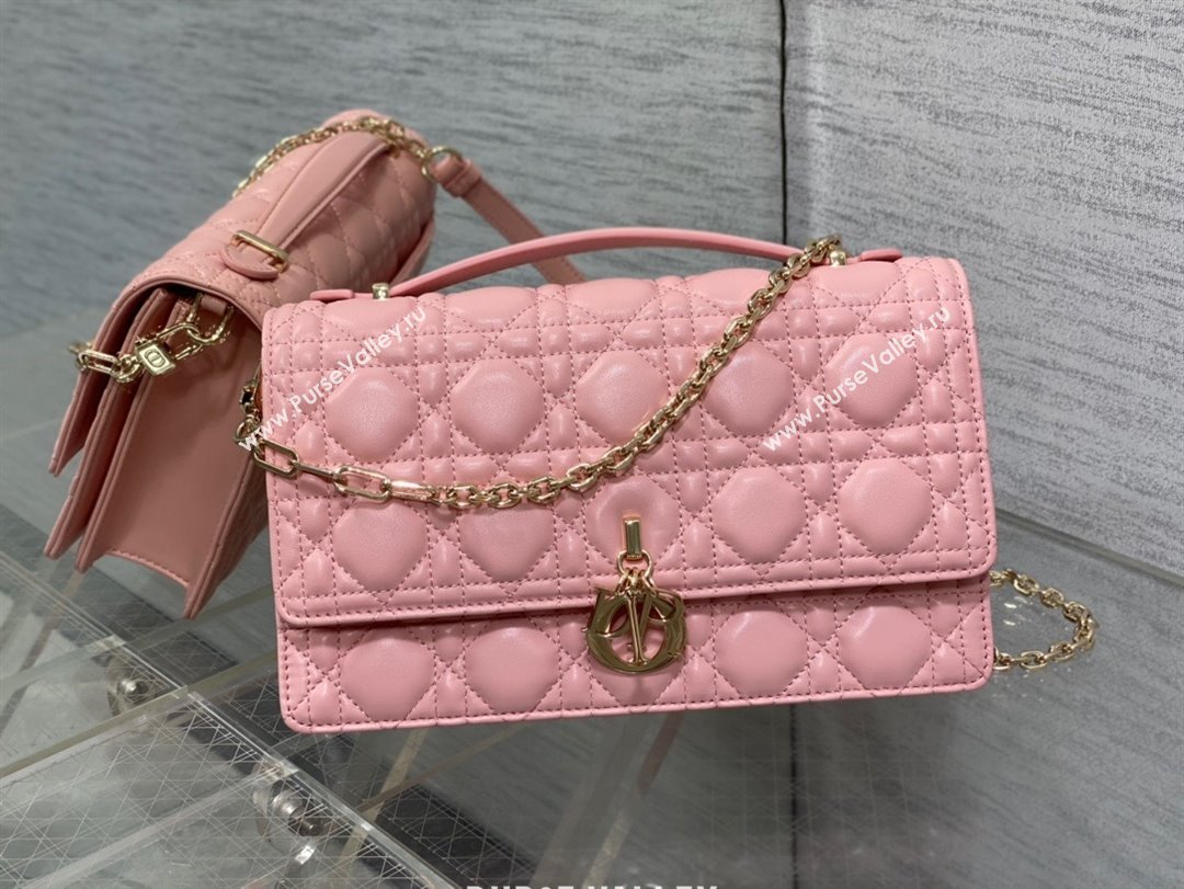 Miss Dior Top Handle Bag in Melocoton Pink Cannage Lambskin 2023 (xxg-231024-01)
