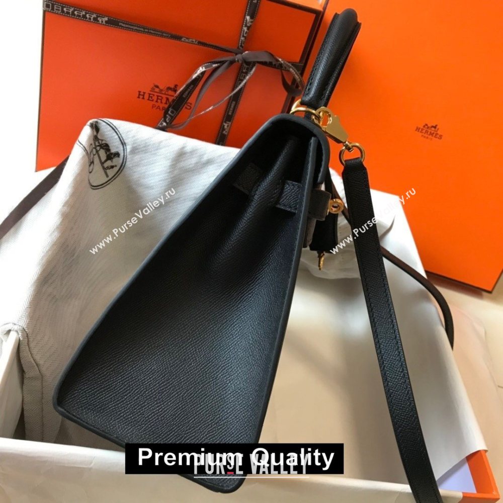 Hermes Kelly 25/28/32cm Bag in epsom Leather with golden hardware black (fuli-1203)