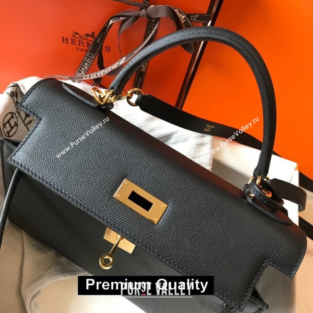 Hermes Kelly 25/28/32cm Bag in epsom Leather with golden hardware black (fuli-1203)