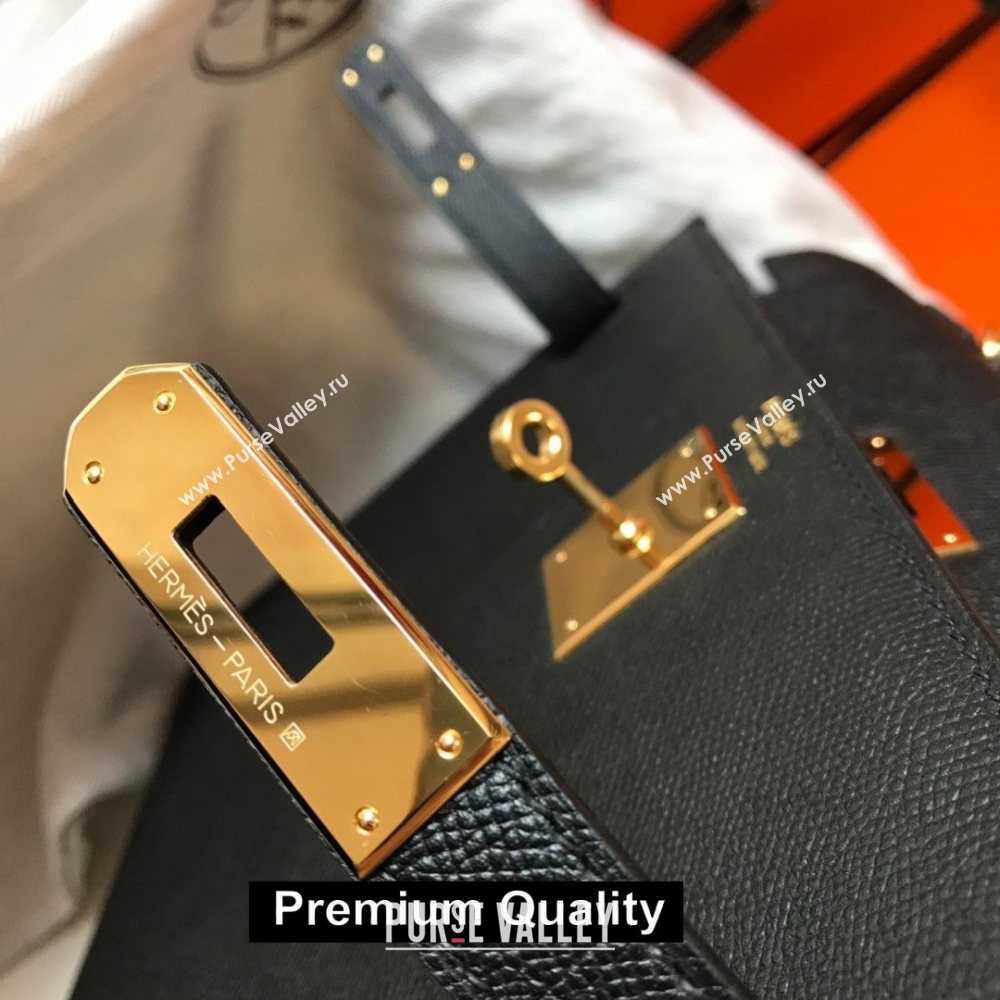 Hermes Kelly 25/28/32cm Bag in epsom Leather with golden hardware black (fuli-1203)