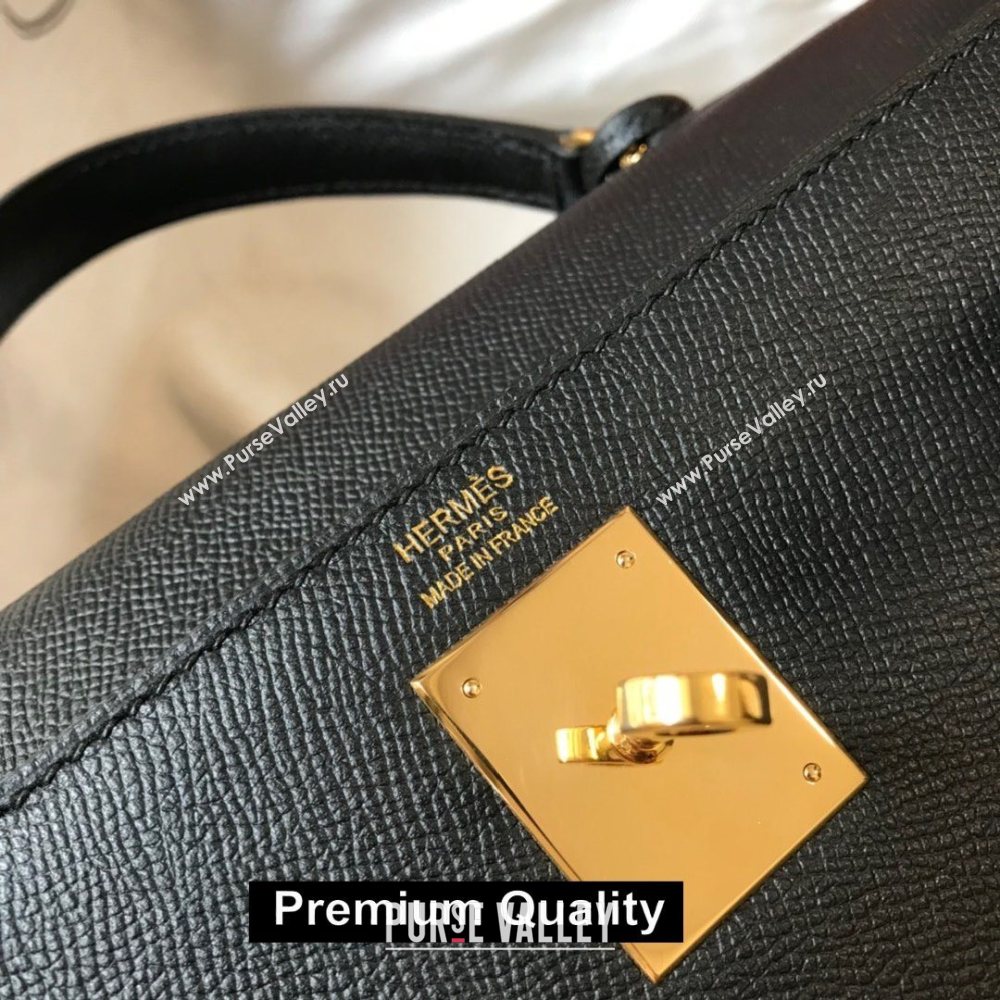 Hermes Kelly 25/28/32cm Bag in epsom Leather with golden hardware black (fuli-1203)