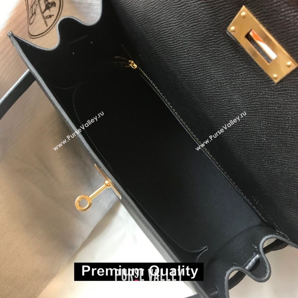 Hermes Kelly 25/28/32cm Bag in epsom Leather with golden hardware black (fuli-1203)