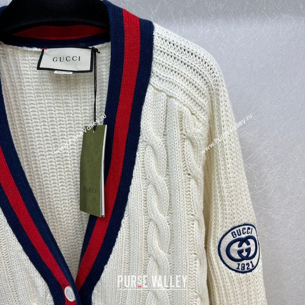 gucci Cable wool knit cardigan with Web 763373 2023 (qiqi-231206-01)