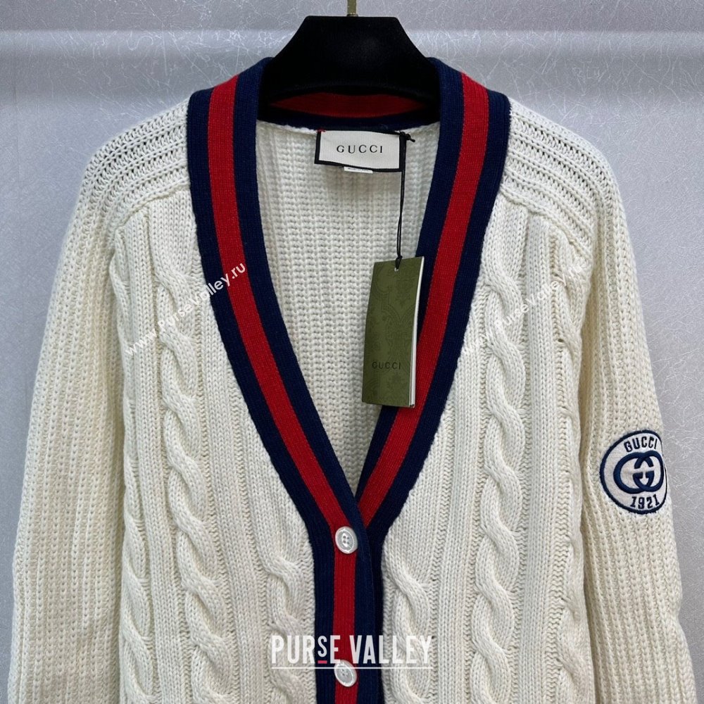 gucci Cable wool knit cardigan with Web 763373 2023 (qiqi-231206-01)