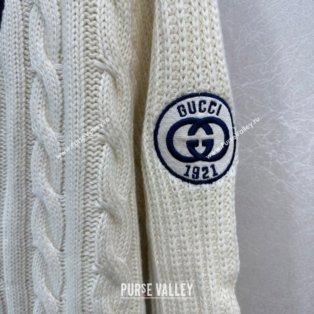 gucci Cable wool knit cardigan with Web 763373 2023 (qiqi-231206-01)