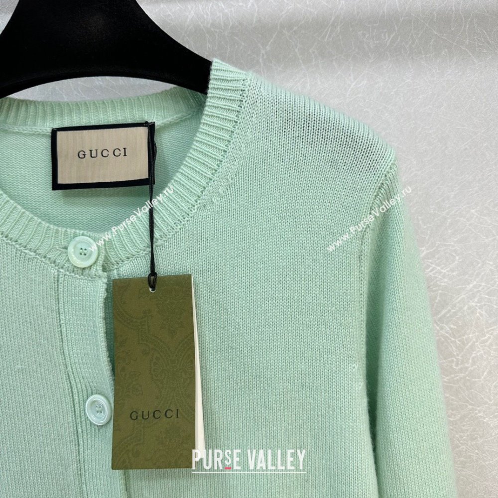 gucci Fine cashmere cardigan with Interlocking G 773865 LIGHT GREEN 2023 (qiqi-231206-04)