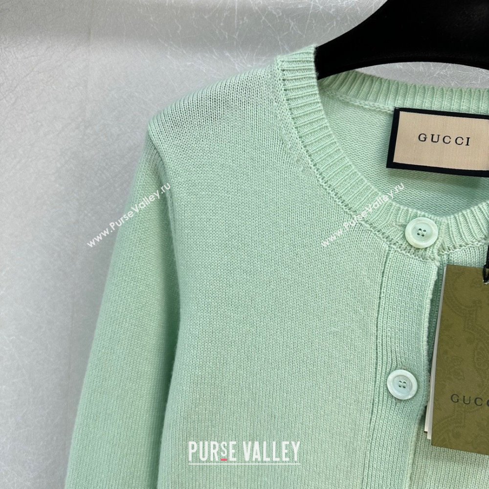 gucci Fine cashmere cardigan with Interlocking G 773865 LIGHT GREEN 2023 (qiqi-231206-04)