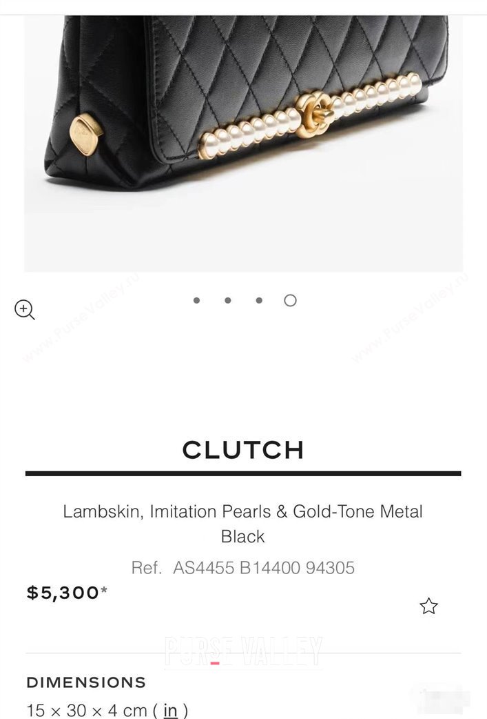 CHANEL lambskin,imitation pearls gold-tone metal black clutch AS4455 2023 (JIYUAN-231206-02)