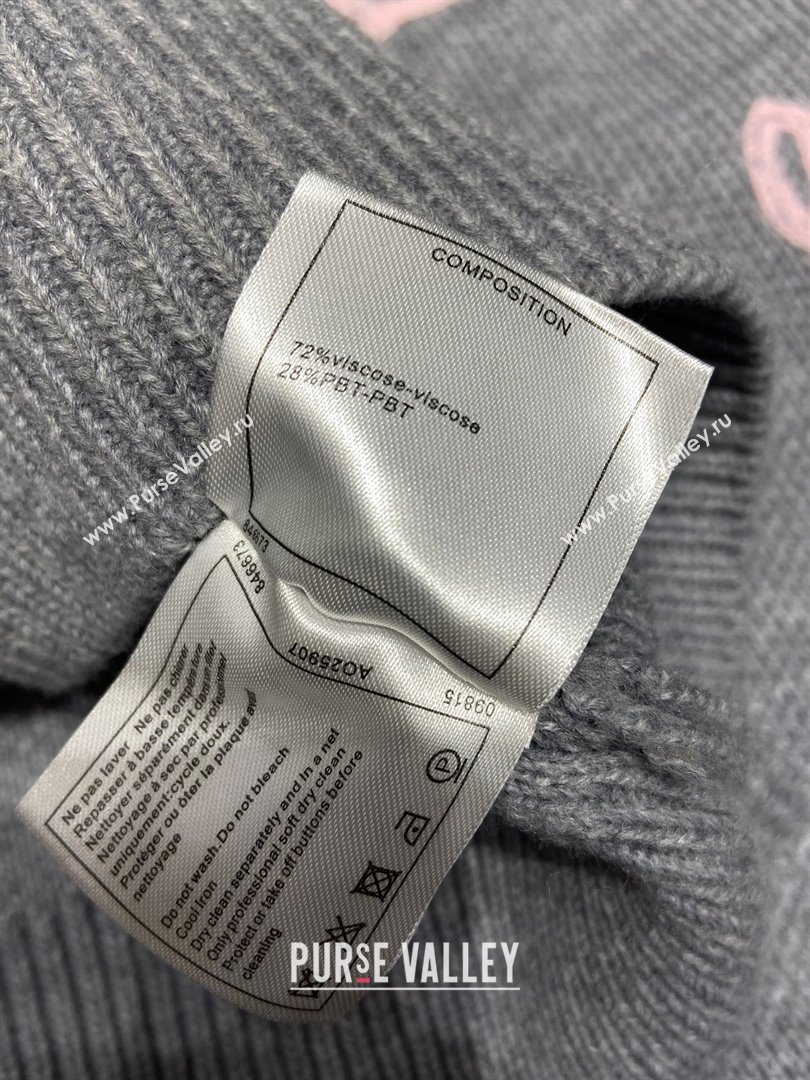 CHANEL gray/pink cc printed CARDIGAN 2023 (qiqi-231206-19)