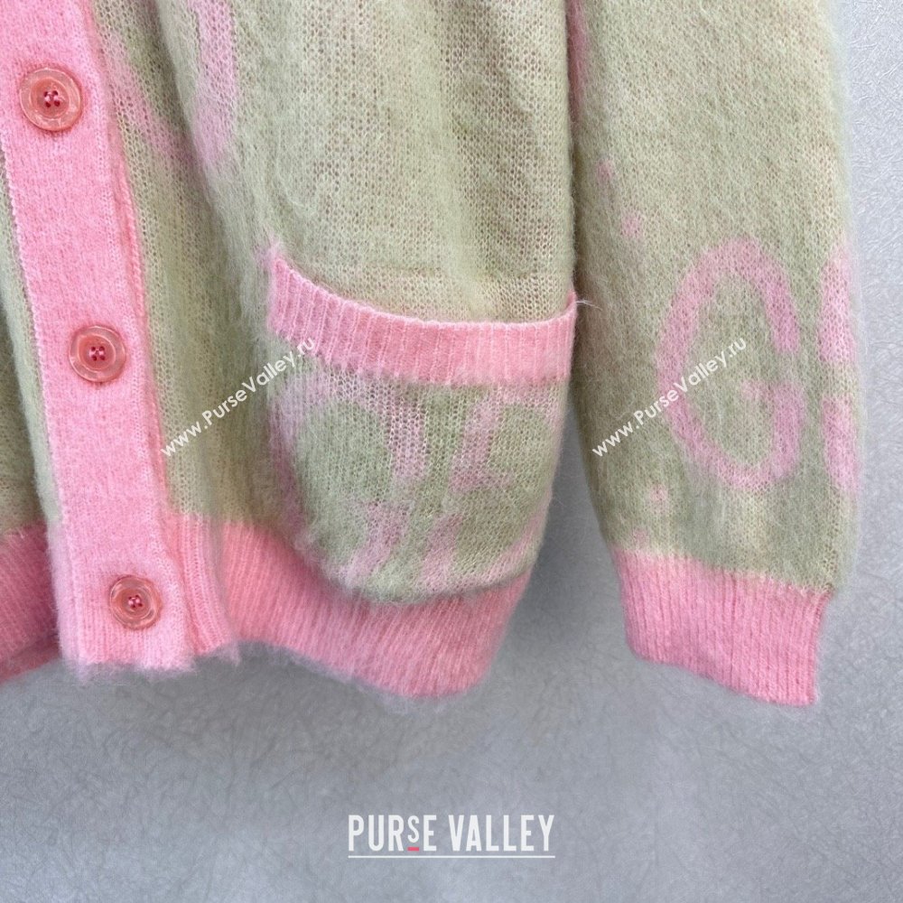 Gucci light green and pink Reversible GG mohair cardigan 635160 2023 (qiqi-231206-03)