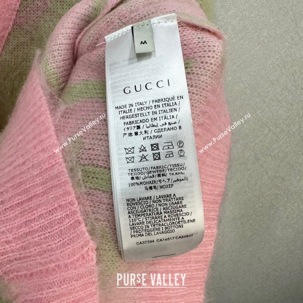Gucci light green and pink Reversible GG mohair cardigan 635160 2023 (qiqi-231206-03)