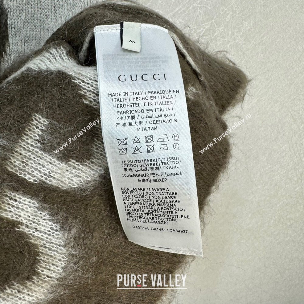 gucci cream and dark grey Reversible GG mohair cardigan 635160 2023 (qiqi-231206-02)