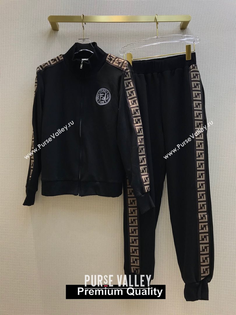 FENDI SPORTS JACKET AND PANTS BLACK 2020 (QIQI-20206385)