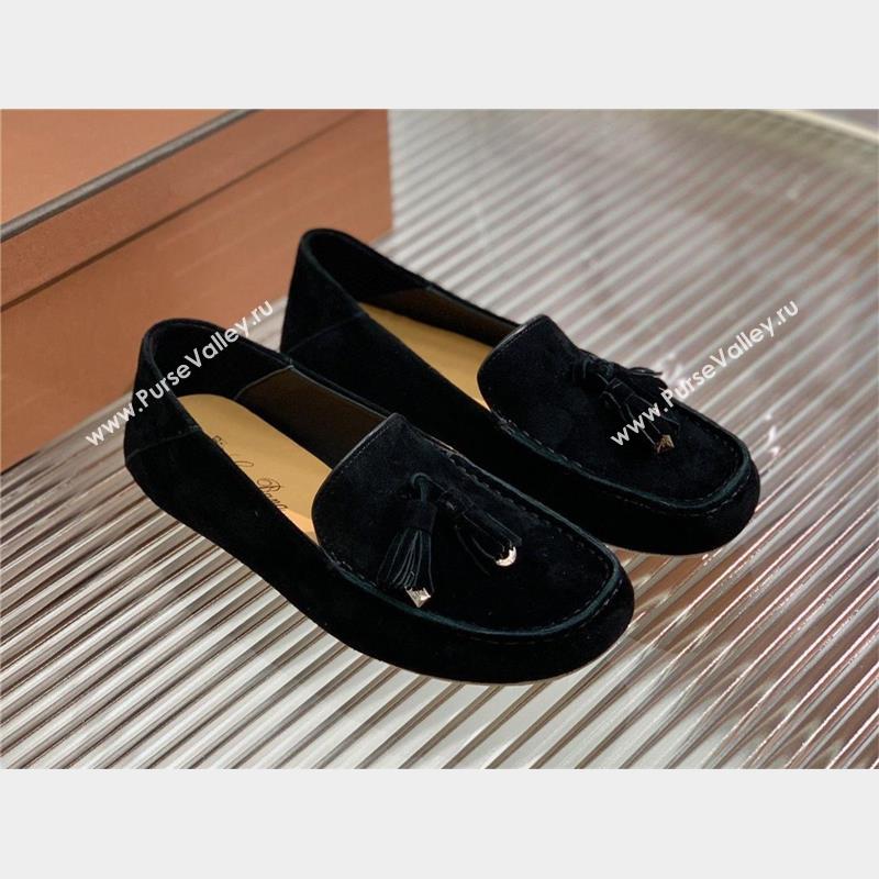 Loro Piana Dot Sole Loafers in Suede Goatskin black 2022 (shouxiu-231025-02)