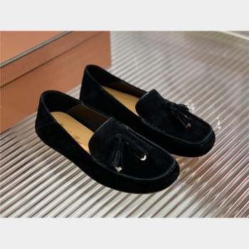 Loro Piana Dot Sole Loafers in Suede Goatskin black 2022 (shouxiu-231025-02)