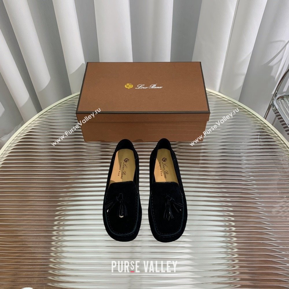 Loro Piana Dot Sole Loafers in Suede Goatskin black 2022 (shouxiu-231025-02)