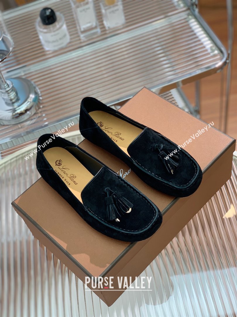 Loro Piana Dot Sole Loafers in Suede Goatskin black 2022 (shouxiu-231025-02)