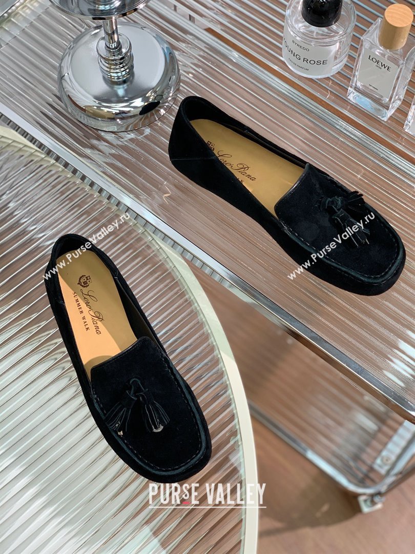 Loro Piana Dot Sole Loafers in Suede Goatskin black 2022 (shouxiu-231025-02)