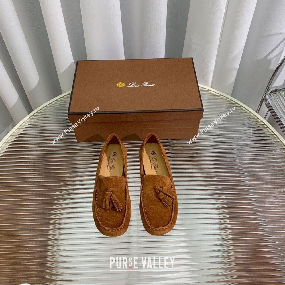 Loro Piana Dot Sole Loafers in Suede Goatskin caramel 2022 (shouxiu-231025-03)