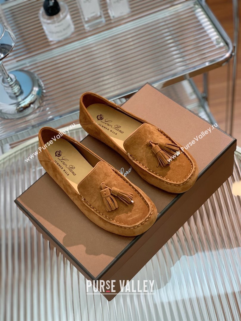 Loro Piana Dot Sole Loafers in Suede Goatskin caramel 2022 (shouxiu-231025-03)