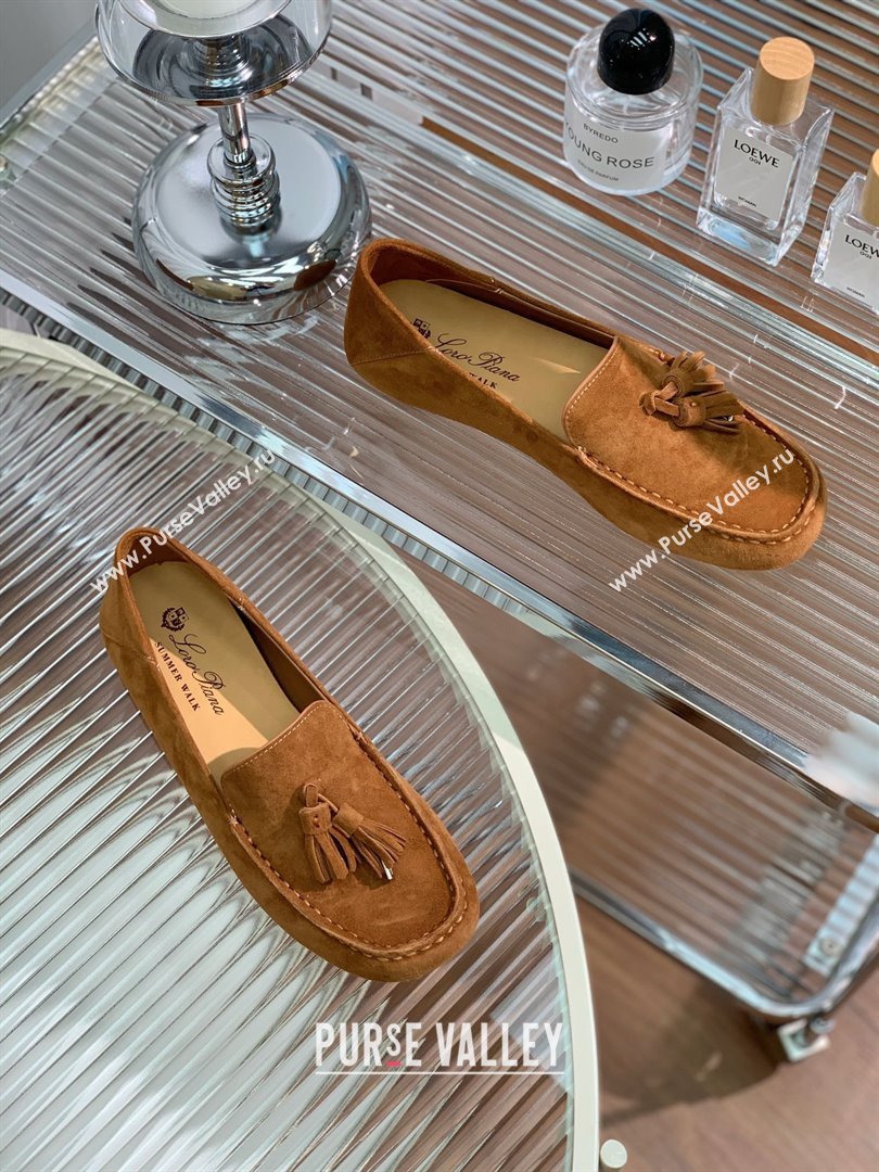 Loro Piana Dot Sole Loafers in Suede Goatskin caramel 2022 (shouxiu-231025-03)