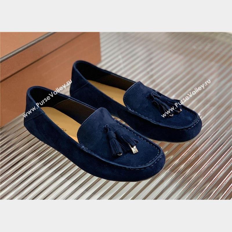 Loro Piana Dot Sole Loafers in Suede Goatskin navy blue 2022 (shouxiu-231025-04)