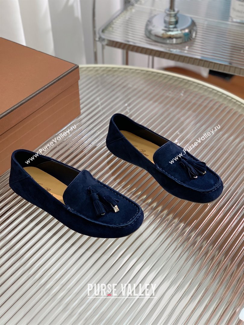 Loro Piana Dot Sole Loafers in Suede Goatskin navy blue 2022 (shouxiu-231025-04)