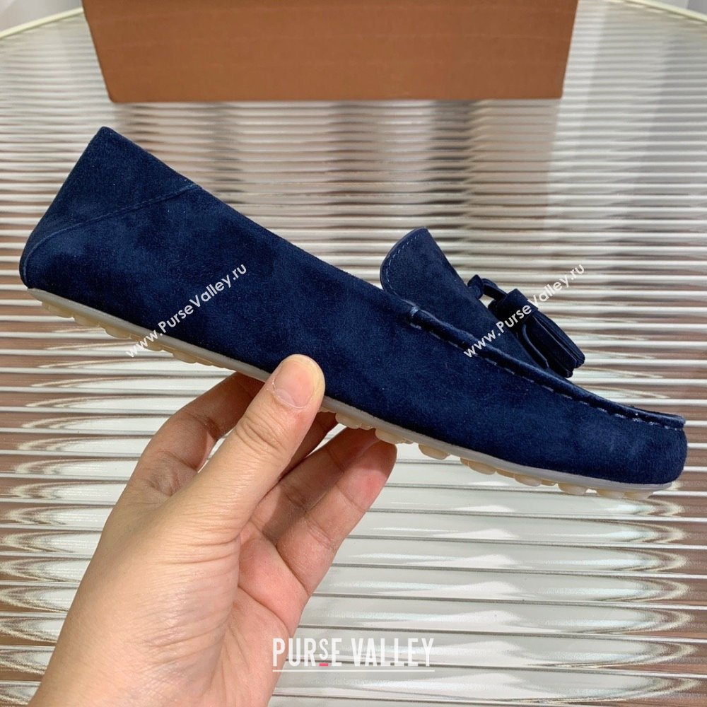 Loro Piana Dot Sole Loafers in Suede Goatskin navy blue 2022 (shouxiu-231025-04)
