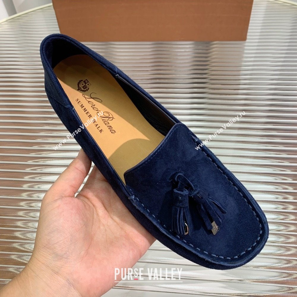 Loro Piana Dot Sole Loafers in Suede Goatskin navy blue 2022 (shouxiu-231025-04)