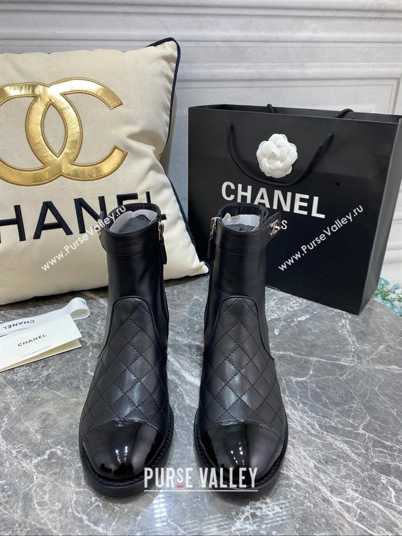 Chanel CC Logo sheepskin Ankle Boots Black 2020 (nono-201030-3)