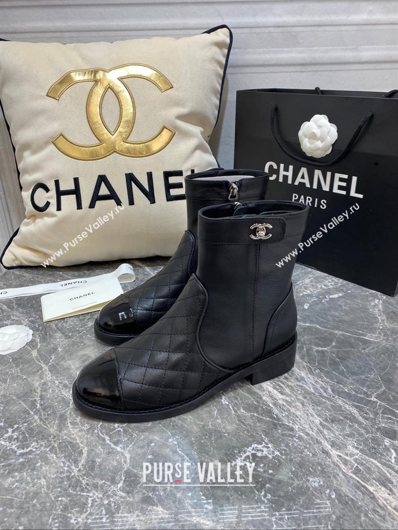Chanel CC Logo sheepskin Ankle Boots Black 2020 (nono-201030-3)