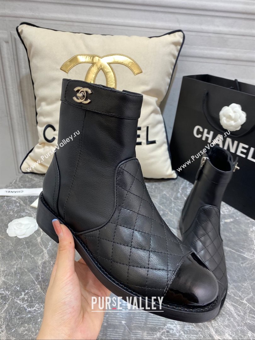 Chanel CC Logo sheepskin Ankle Boots Black 2020 (nono-201030-3)