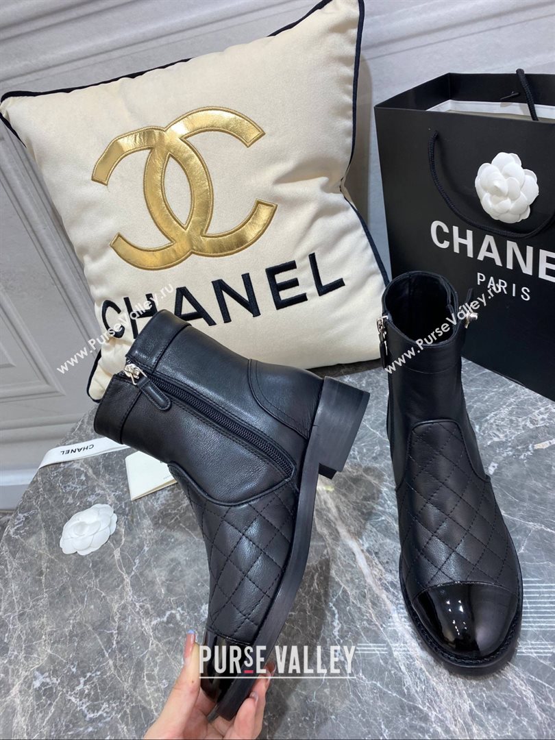 Chanel CC Logo sheepskin Ankle Boots Black 2020 (nono-201030-3)