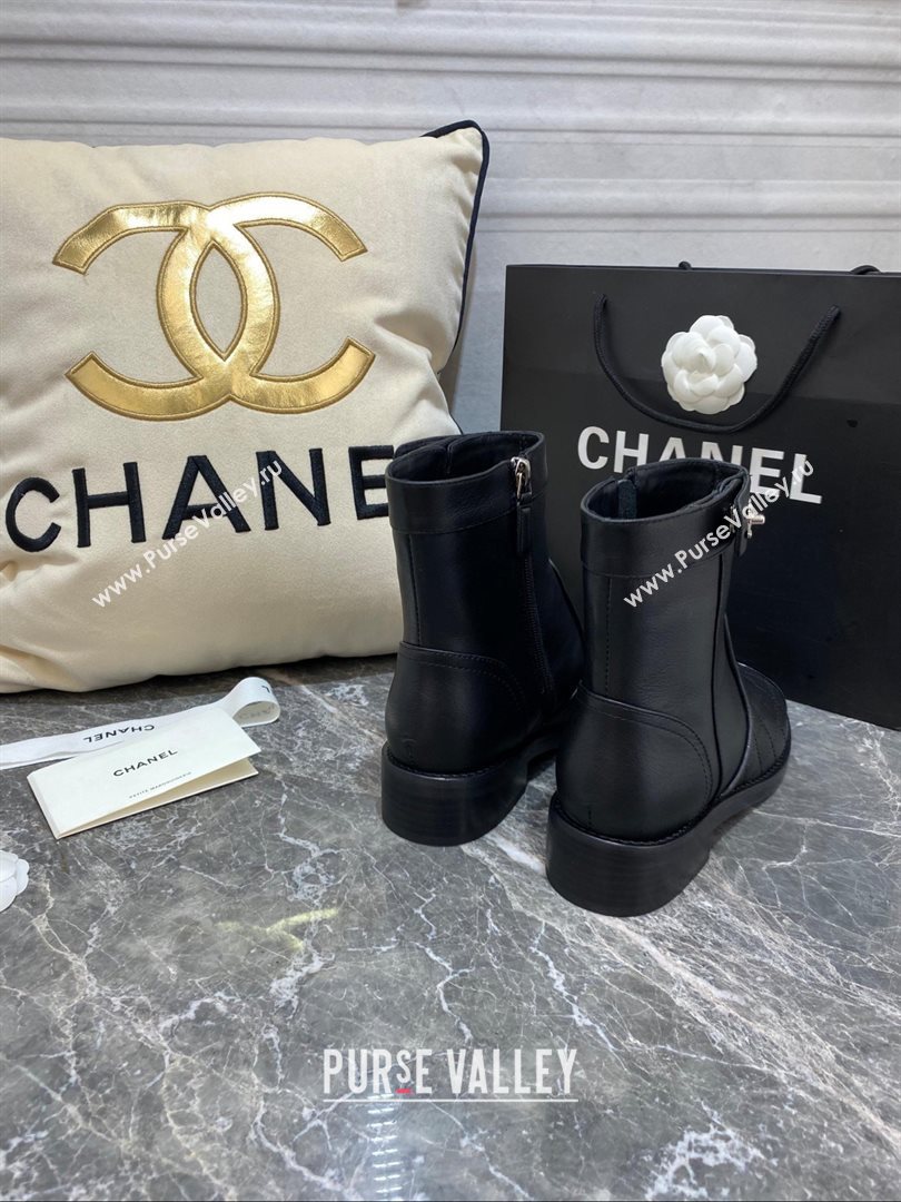 Chanel CC Logo sheepskin Ankle Boots Black 2020 (nono-201030-3)
