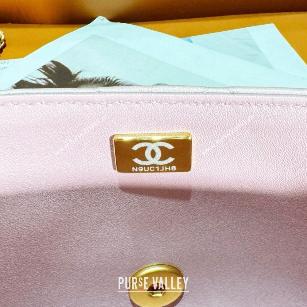 chanel Shiny Lambskin, Imitation Pearls & Gold-Tone Metal Mini Flap Bag PINK AS4385 2024 (jiyuan-240312-03)