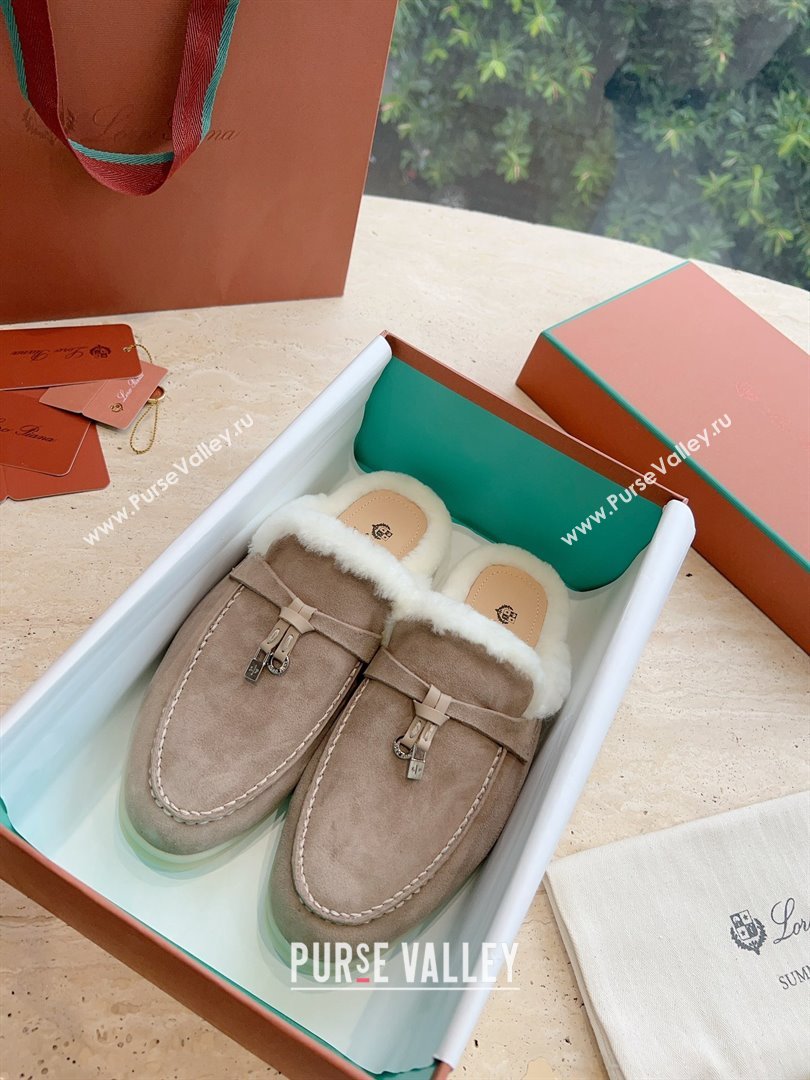 Loro Piana Charms Walk Babouche Suede slipper Fur Women/Men Loafers 09 (kaola-23102509)