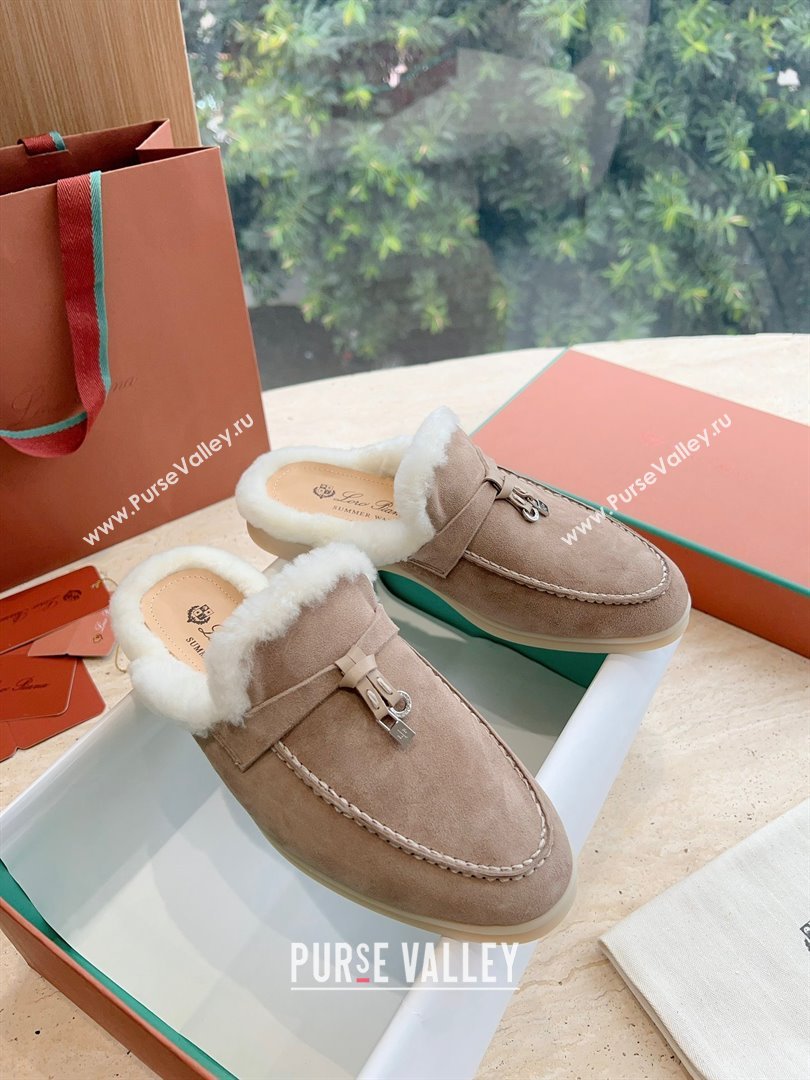 Loro Piana Charms Walk Babouche Suede slipper Fur Women/Men Loafers 09 (kaola-23102509)