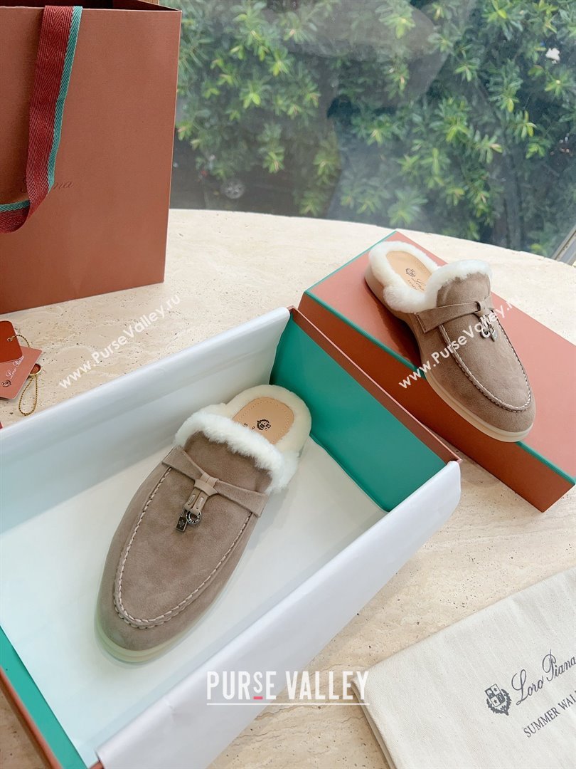 Loro Piana Charms Walk Babouche Suede slipper Fur Women/Men Loafers 09 (kaola-23102509)