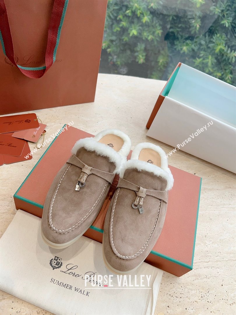 Loro Piana Charms Walk Babouche Suede slipper Fur Women/Men Loafers 09 (kaola-23102509)