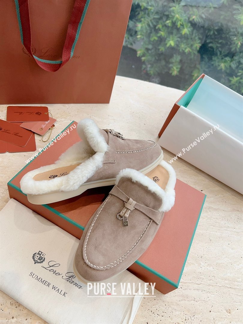 Loro Piana Charms Walk Babouche Suede slipper Fur Women/Men Loafers 09 (kaola-23102509)