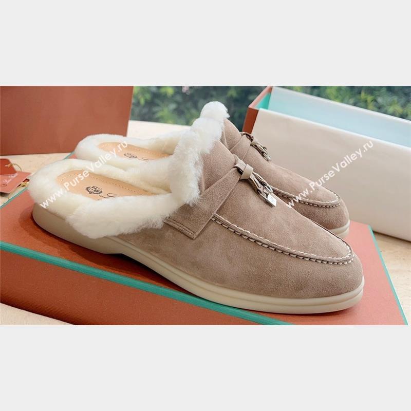 Loro Piana Charms Walk Babouche Suede slipper Fur Women/Men Loafers 09 (kaola-23102509)